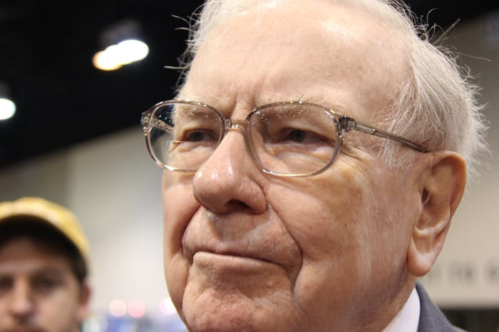 Warren Buffett at Berkshire Hathaway's annual shareholder meeting.