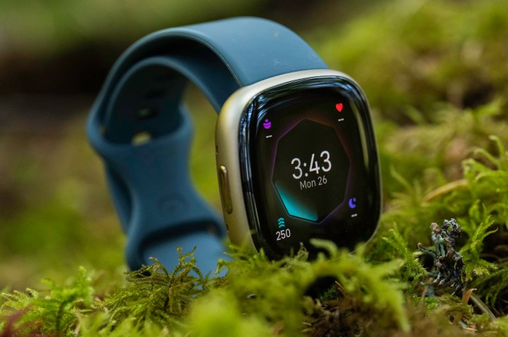 The Fitbit Sense 2 in moss.