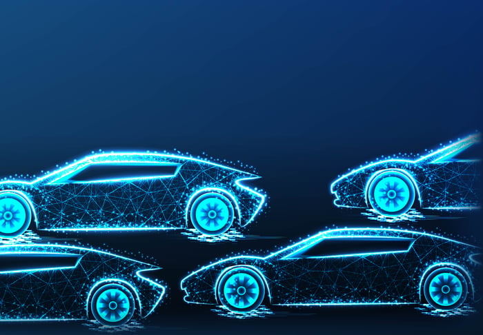 Digital illustrations of cars.