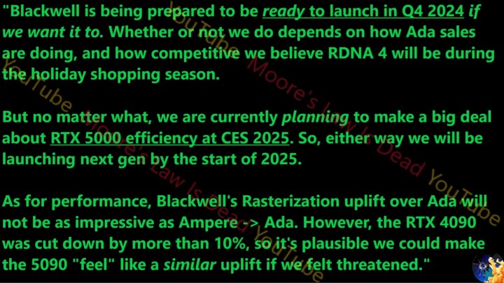 Quotes from Moore's Law Is Dead on the RTX 50-series.