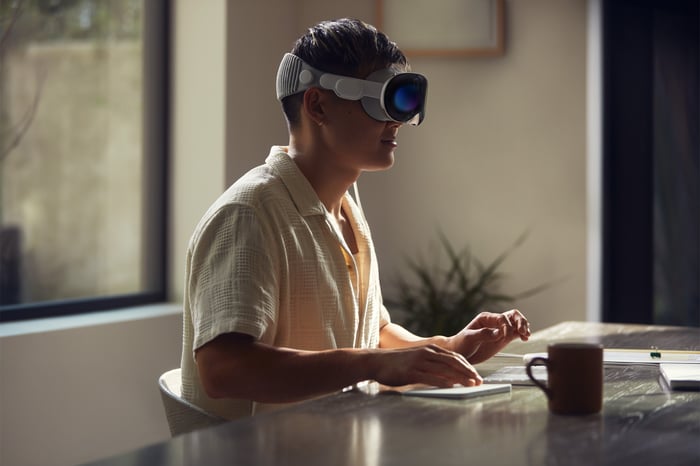 A person using an Apple Vision Pro device.