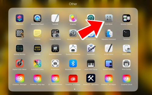 Selecting Font Book from Launchpad.