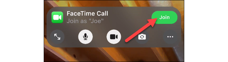 Tapping the Join button for FaceTime on Android.