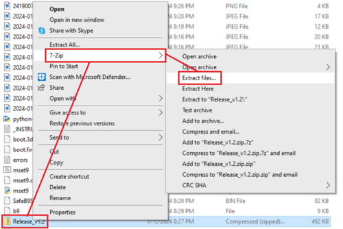 Open and extract a zip file right clicking on it and selecting your preferred app, in this case, 7-Zip appears automatically, and click 