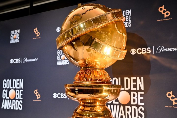 A replica of a Golden Globe at the nominations event.