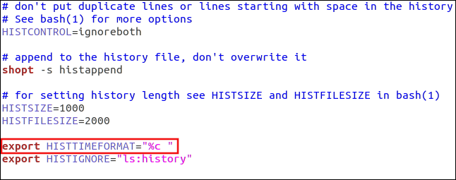 export HISTTIMEFORMAT=