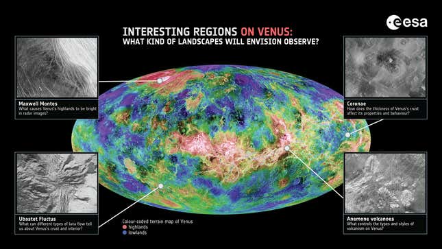 Terrains spotted by the Magellan mission will be investigated further by EnVision.