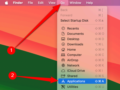 Click 'Go,' then click 'Applications.'