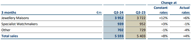 Richemont sales by segment