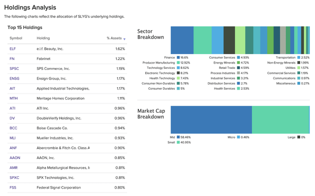 Holding analysis for SLYG fund