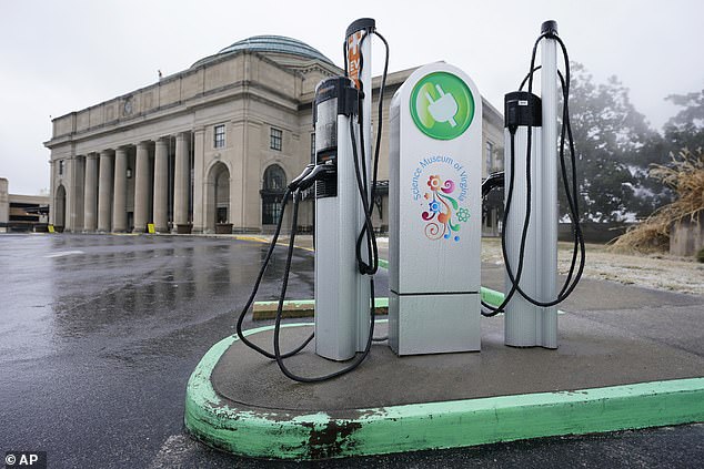 The head of Britian's largest charging network said these images will be a 'thing of the past' once his company has installed 1,000 ultra-rapid plug-in points that cut the charging time from half an hour to five minutes