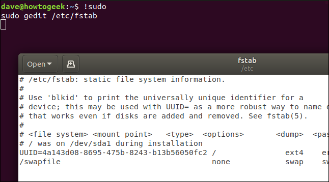 !sudo in a terminal window