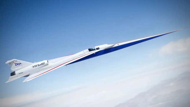 An artist's depiction of the X-59 in flight.