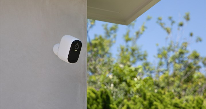 The Arlo Essential XL Gen 2 mounted on a wall.