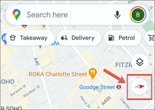 The compass icon showing north and south in the Google Maps mobile app