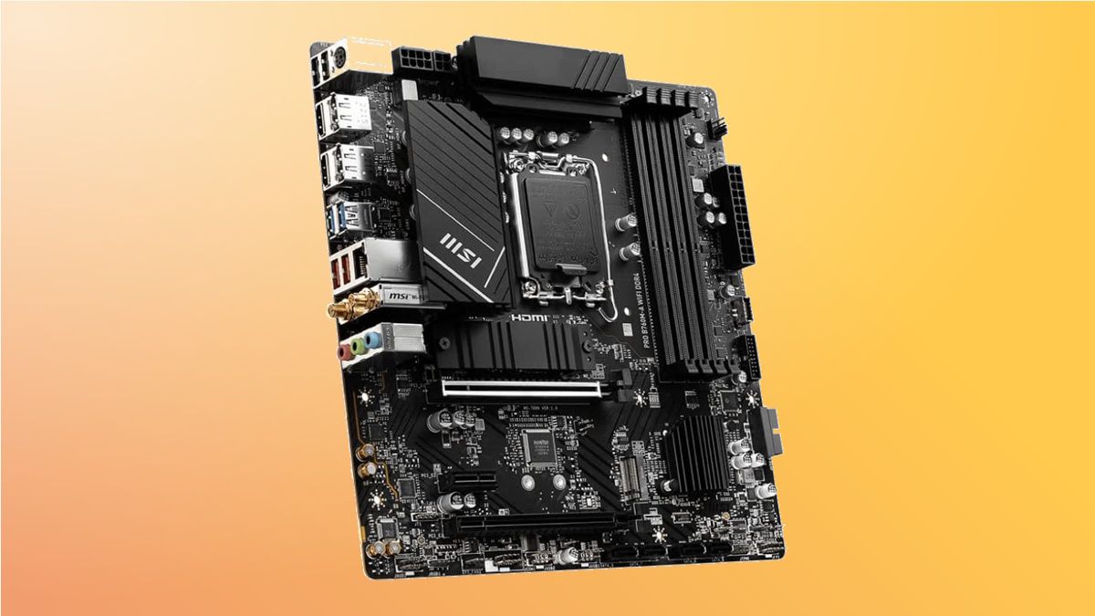 MSI PRO B760M-A on orange background