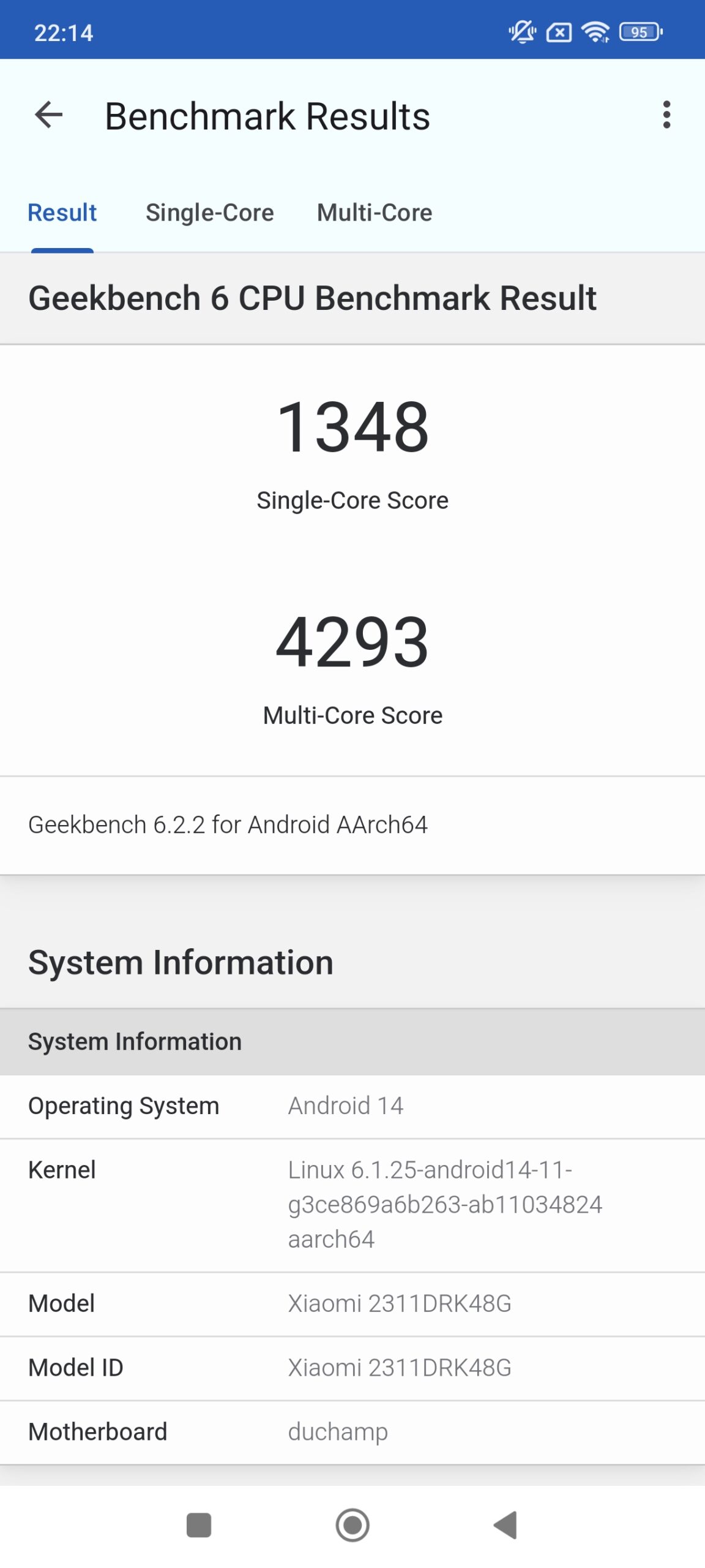 POCO X6 Pro GeekBench 6