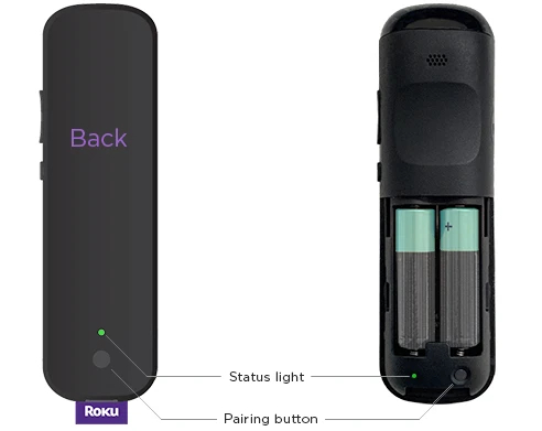 Remote pairing buttons on Roku remotes.