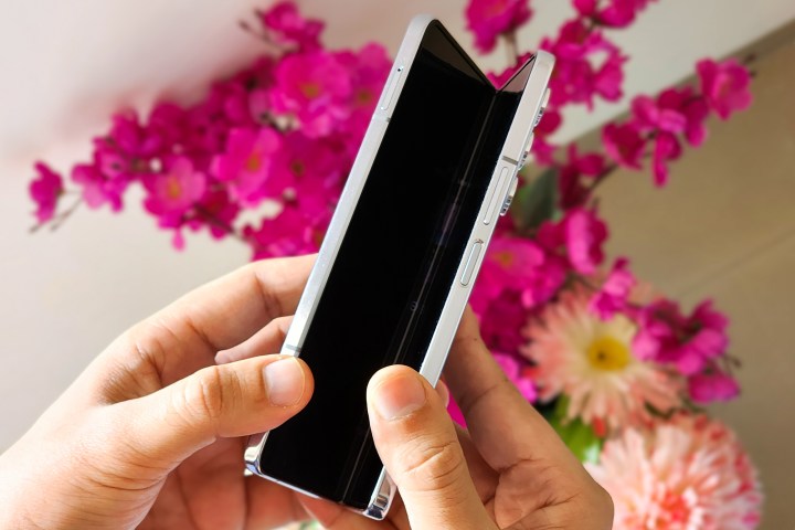 Samsung Galaxy Z Fold 5 held in both hands.