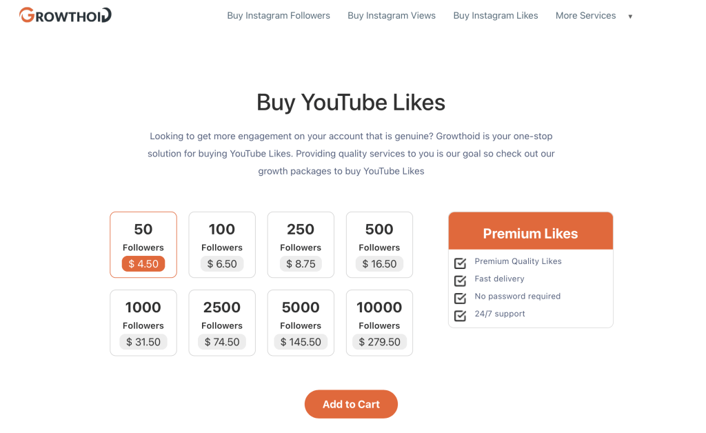 Buy YouTube Likes from Growthoid