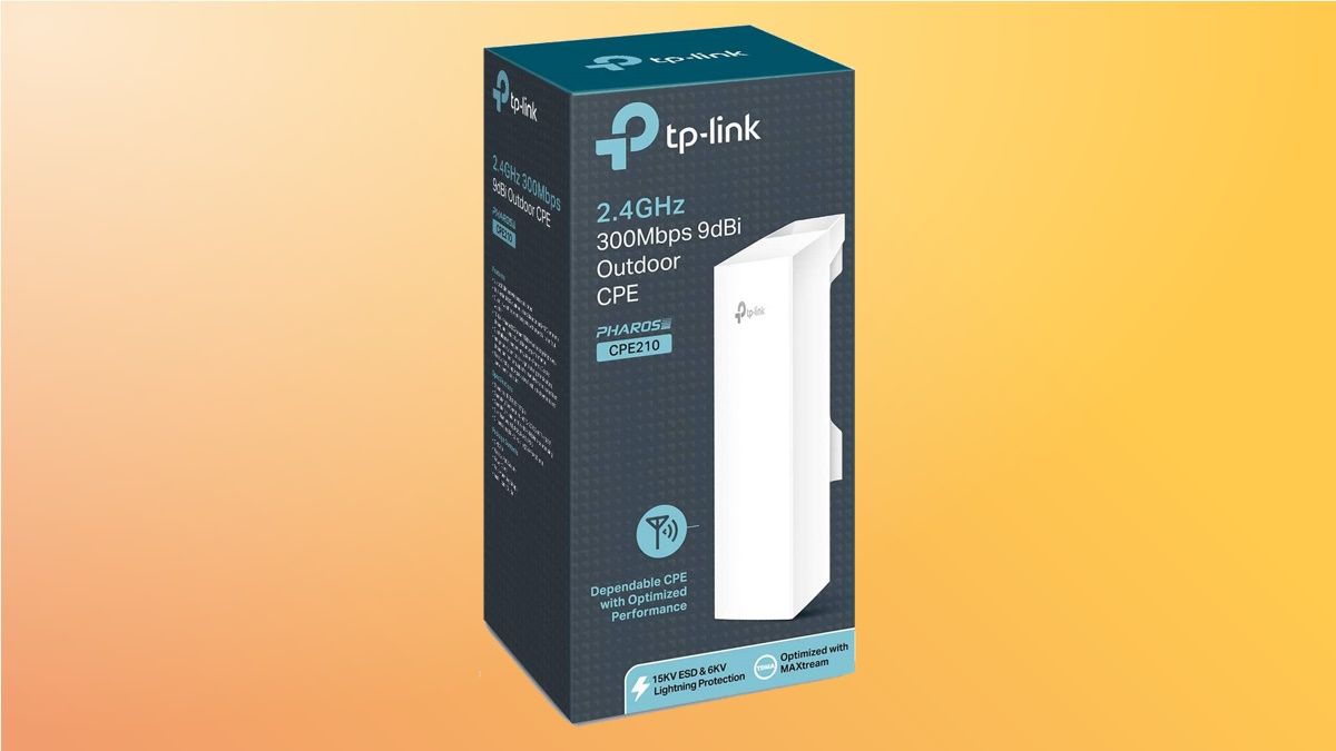 TP-Link N300 on orange background