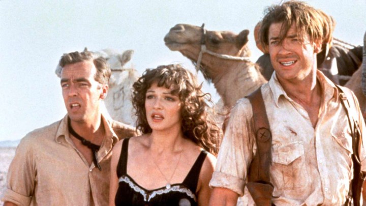 John Hannah, Rachel Weisz, and Brendan Fraser in The Mummy.