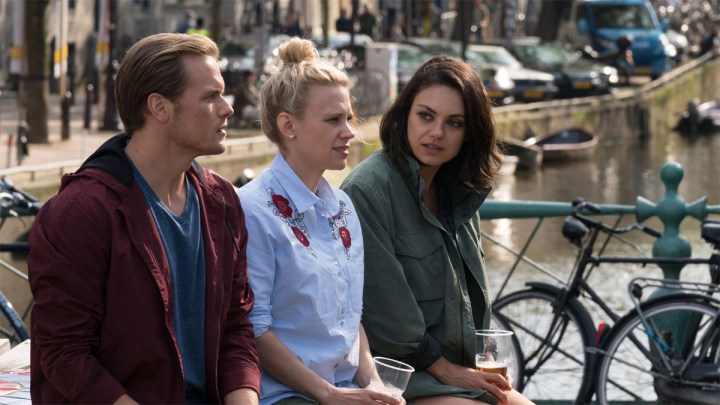 Mila Kunis, Kate McKinnon, and Sam Heughan in The Spy Who Dumped Me.