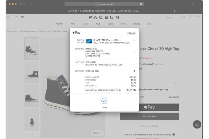 Use Apple Pay on a retail site.