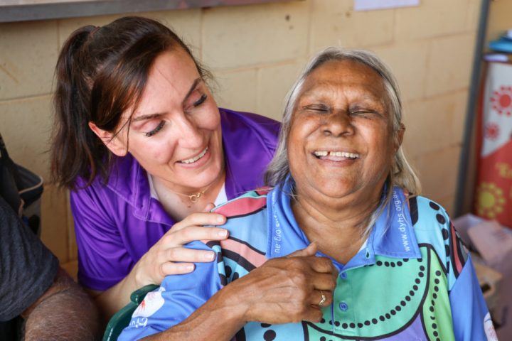 Julie Ryan, member of the Minangu Land Committee, and CSIRO's Rebecca Wheadon at the celebration for the new Wajarri ILUA on 5 November 2022.