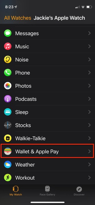 Apple Pay on Apple Watch set up.