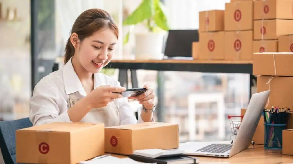 Woman selling products