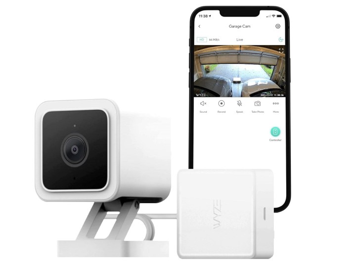 The Wyze Smart Garage Door Opener with its camera and companion app.