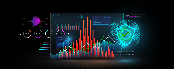 Abstract technology background image, professional trading concept or financial portfolio management and screen chart analysis