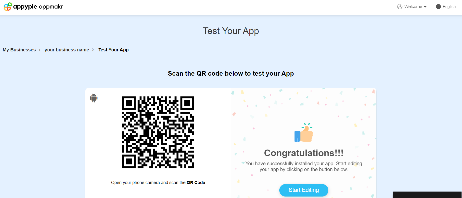 An image showing the QR code of the user's application.