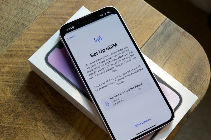eSIM page on the iPhone 14.