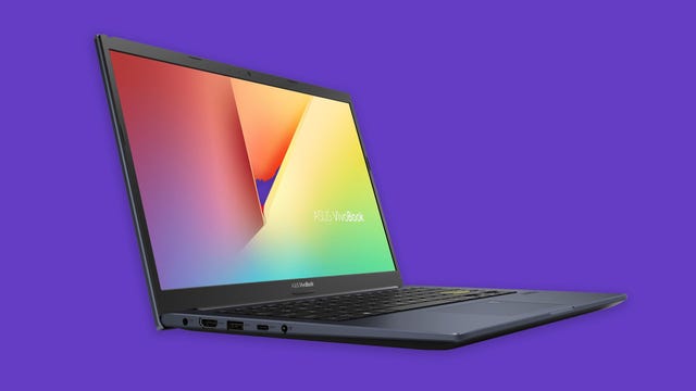 Asus Vivobook 14 on purple background