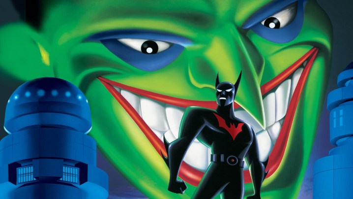 Batman Beyond stands in front of the Joker in Batman Beyond: Return of the Joker.