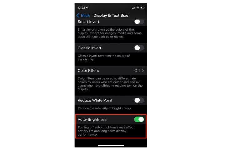 iOS auto brightness setting.