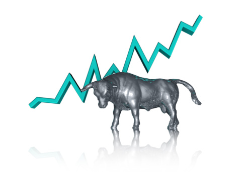 Bull and a Rising Stock Chart