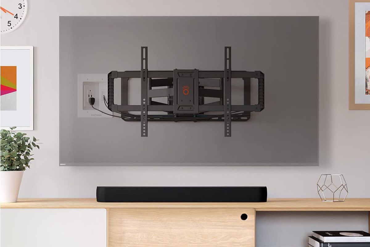 A wall-mounted TV cable management kit from ECHOGEAR.