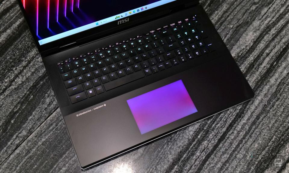 In case the Titan 18 HX's size and design don't draw enough attention, it also packs a touchpad with customizable RGB lighting. 