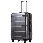 Carbon colored Coolife Luggage Spinner suitcase with the handle extended