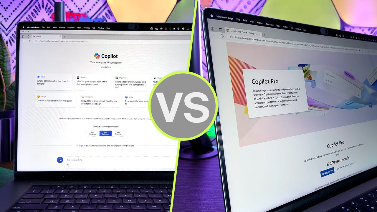Microsoft Copilot vs Copilot Pro