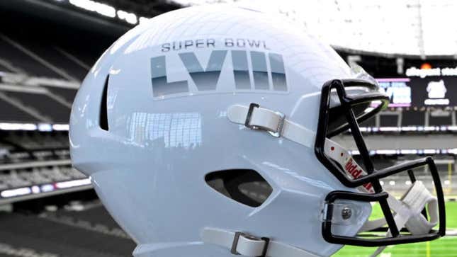 A photo of the Super Bowl LVIII helmet.