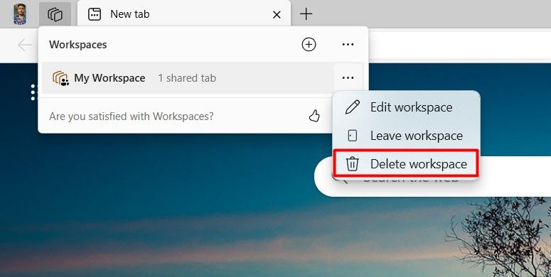 Delete option in Edge.