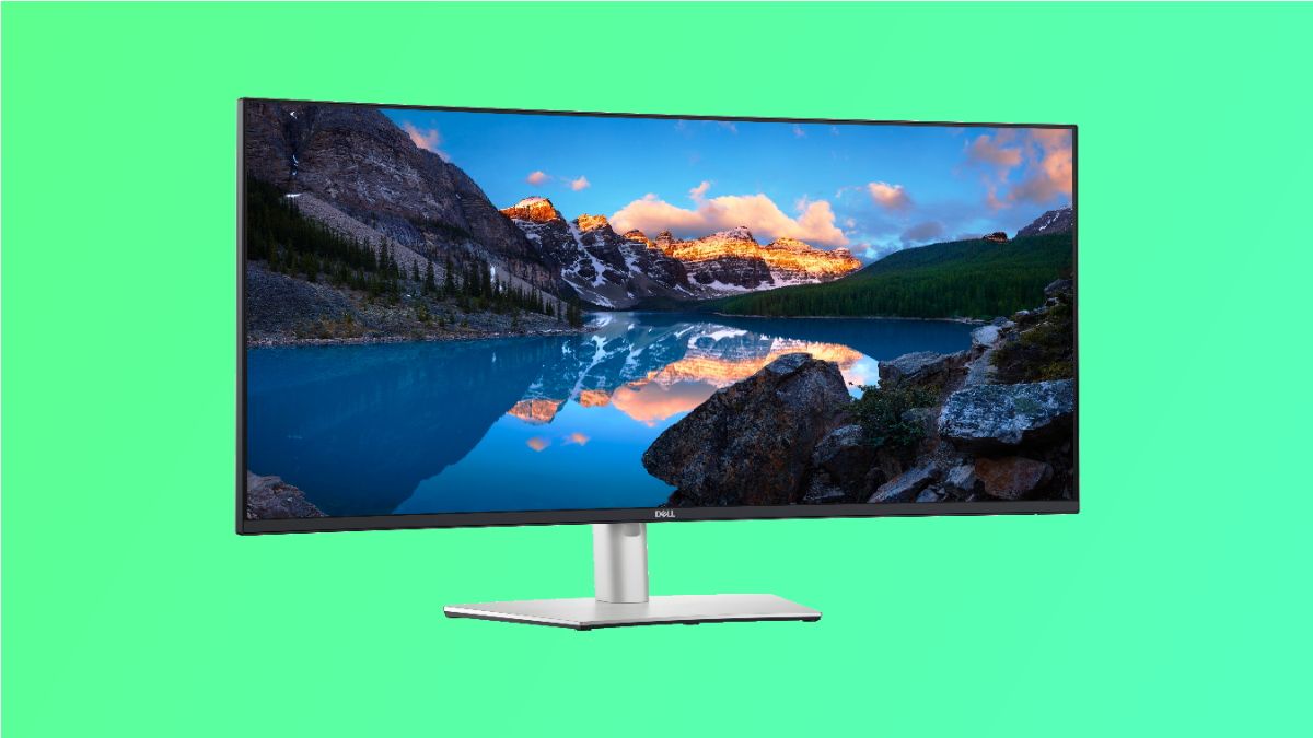 Dell Ultrasharp monitor on green background