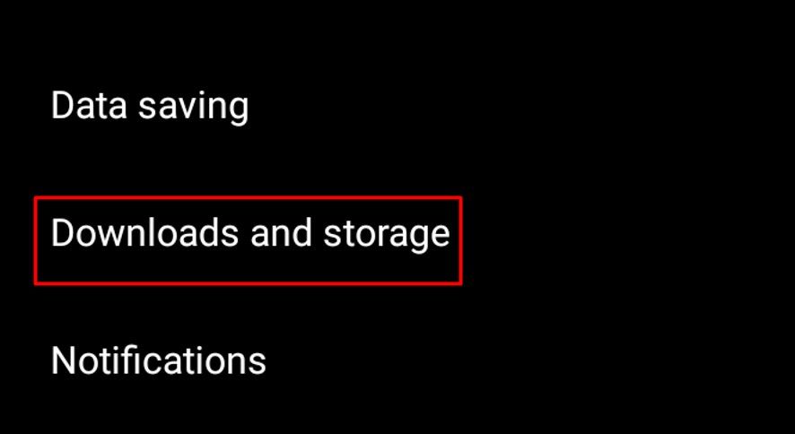 Downloads and Storage option on Android YouTube Music app.