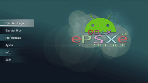 A screenshot of the ePSXe emulator homescreen.