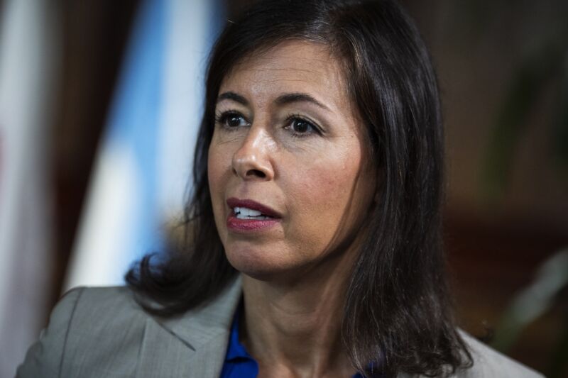 FCC Chairwoman Jessica Rosenworcel pictured at an event.