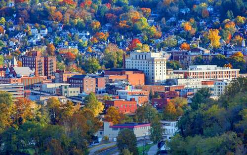 View of Morgantown, West Virginia in autumn